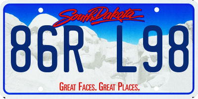 SD license plate 86RL98