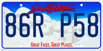 SD license plate 86RP58