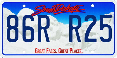 SD license plate 86RR25