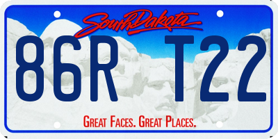 SD license plate 86RT22