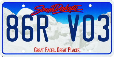 SD license plate 86RV03