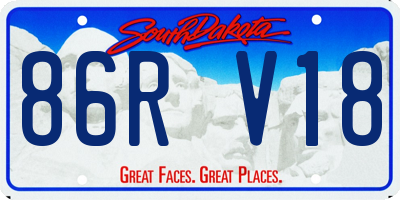 SD license plate 86RV18