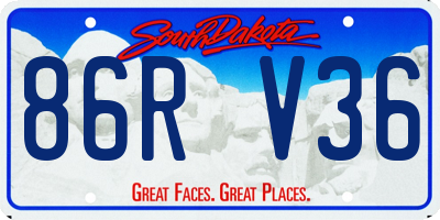 SD license plate 86RV36