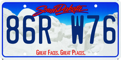 SD license plate 86RW76