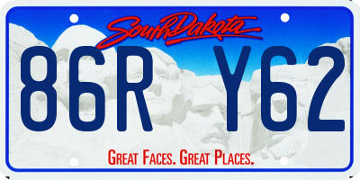 SD license plate 86RY62