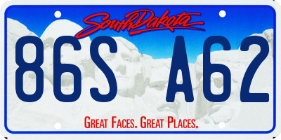 SD license plate 86SA62