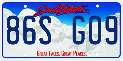 SD license plate 86SG09