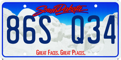 SD license plate 86SQ34