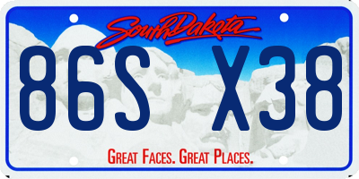 SD license plate 86SX38