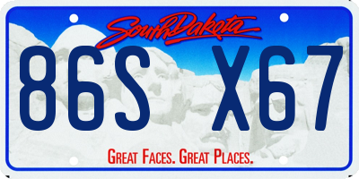 SD license plate 86SX67