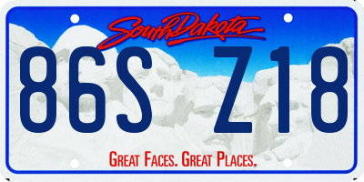 SD license plate 86SZ18