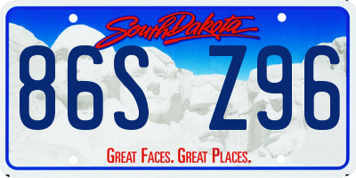 SD license plate 86SZ96