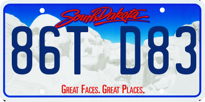 SD license plate 86TD83