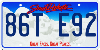 SD license plate 86TE92