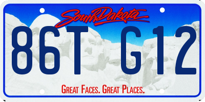 SD license plate 86TG12
