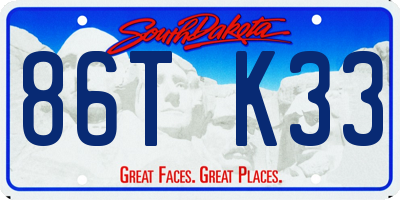 SD license plate 86TK33