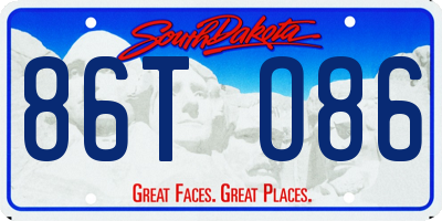 SD license plate 86TO86