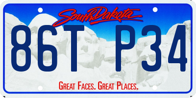 SD license plate 86TP34