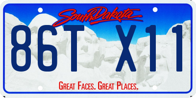 SD license plate 86TX11