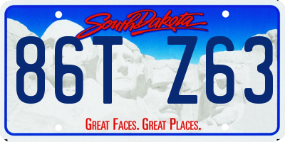 SD license plate 86TZ63