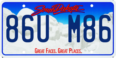 SD license plate 86UM86