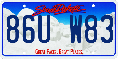 SD license plate 86UW83
