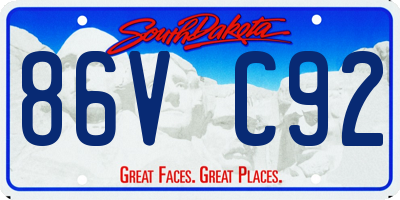 SD license plate 86VC92