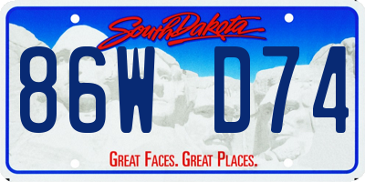 SD license plate 86WD74