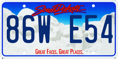 SD license plate 86WE54