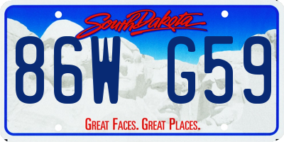 SD license plate 86WG59