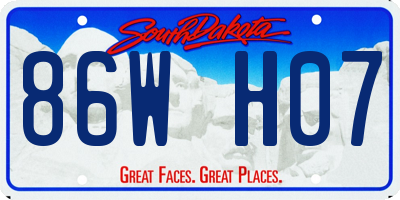 SD license plate 86WH07