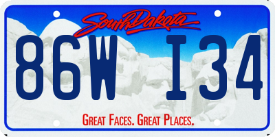 SD license plate 86WI34