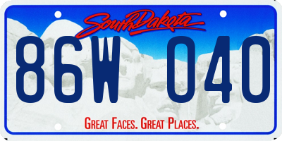 SD license plate 86WO40
