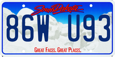 SD license plate 86WU93