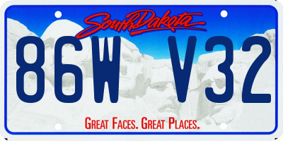 SD license plate 86WV32