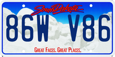 SD license plate 86WV86