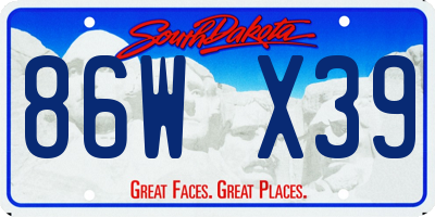 SD license plate 86WX39