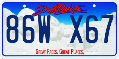 SD license plate 86WX67