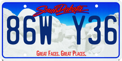 SD license plate 86WY36