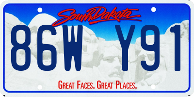 SD license plate 86WY91