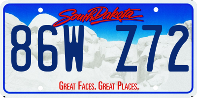 SD license plate 86WZ72