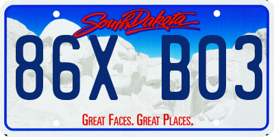 SD license plate 86XB03