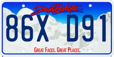 SD license plate 86XD91