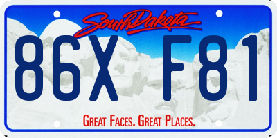 SD license plate 86XF81