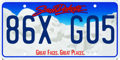 SD license plate 86XG05