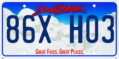 SD license plate 86XH03