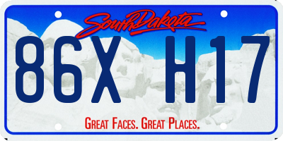 SD license plate 86XH17