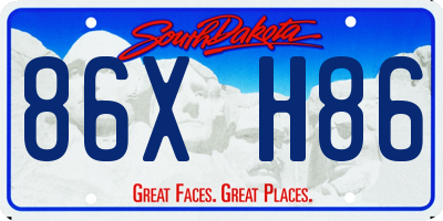 SD license plate 86XH86