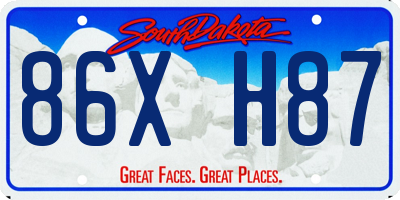SD license plate 86XH87