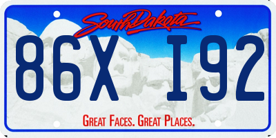 SD license plate 86XI92